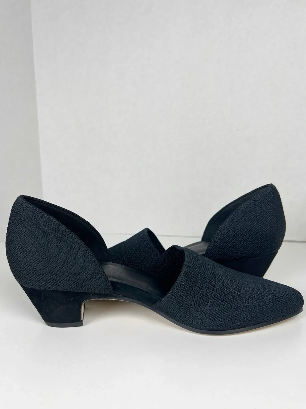 EILEEN FISHER Women’s Size 7 Black Knit Marra Pointed Toe d'Orsay Pumps